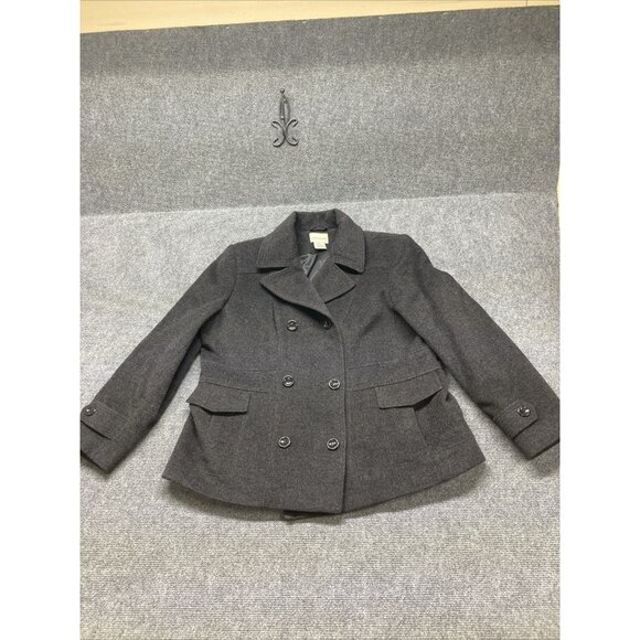 St Johns Bay Wool Cashmere Blend Pea Coat Women’s Size PXL Black Long Sleeve - Picture 1 of 12